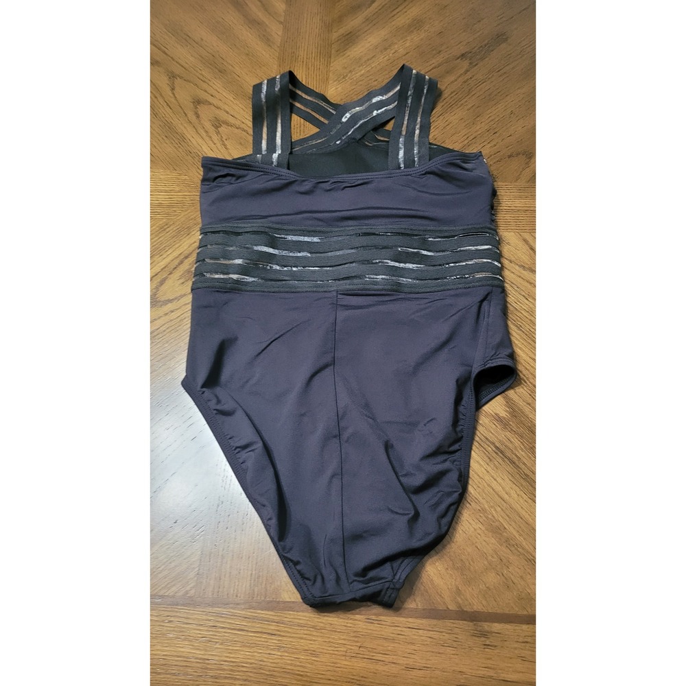 Kenneth Cole New York Black Mesh Illusion High Neck One Piece Swimsuit Womens
